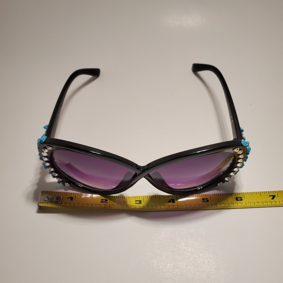 Turquoise Swarovski Elements Retro Oversized Sunglasses - Picture 7 of 8